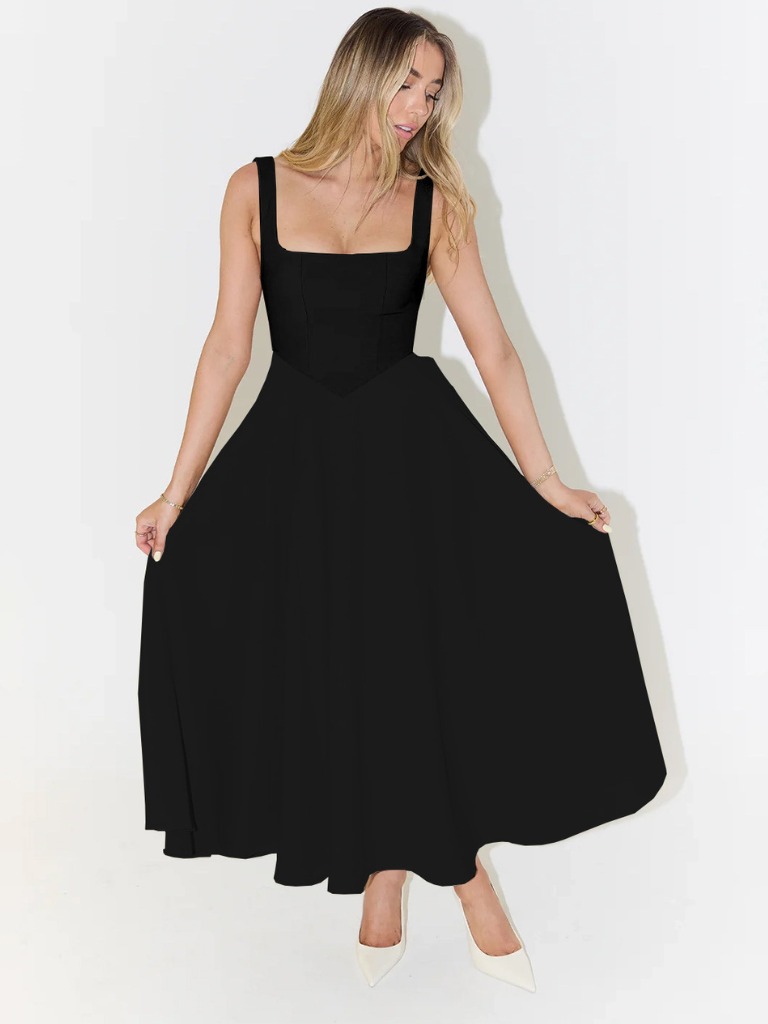 Damen Ärmelloses Korsett Midikleid