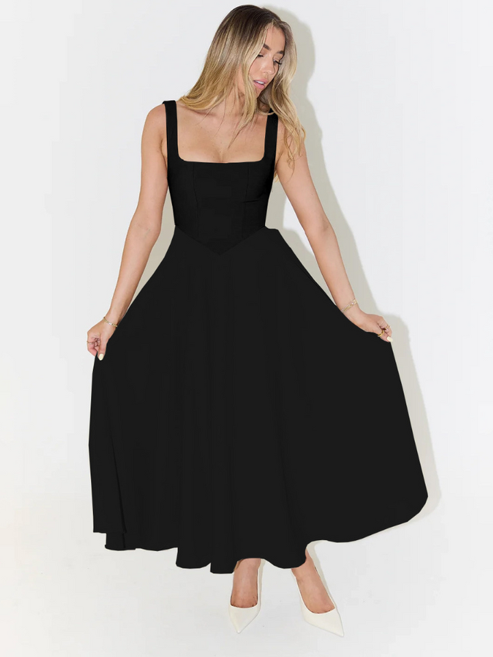 Damen Schwarzes Ärmelloses Kleid