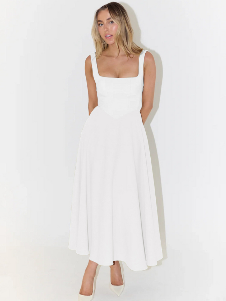 Damen Ärmelloses Korsett Midikleid