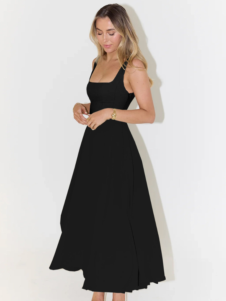 Damen Schwarzes Ärmelloses Kleid