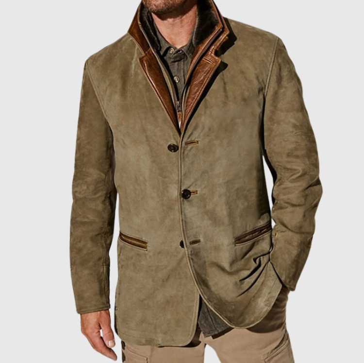 Herrenjacke Aus Veloursleder Mit Knöpfen