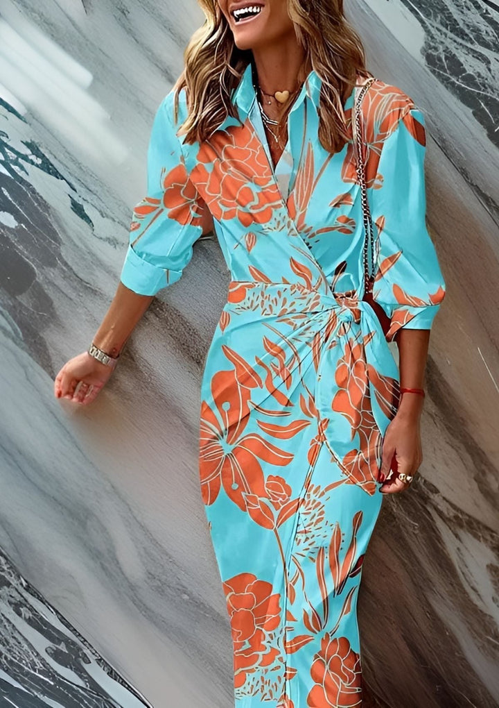 Damen Mehrfarbig Wickelkleid