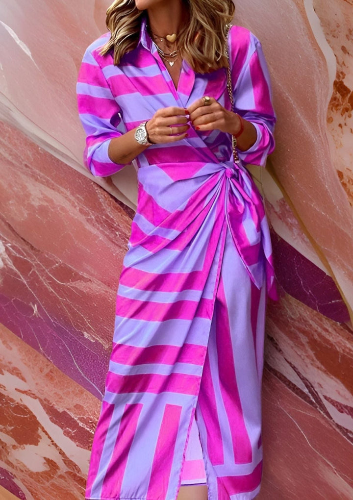 Damen Mehrfarbig Wickelkleid