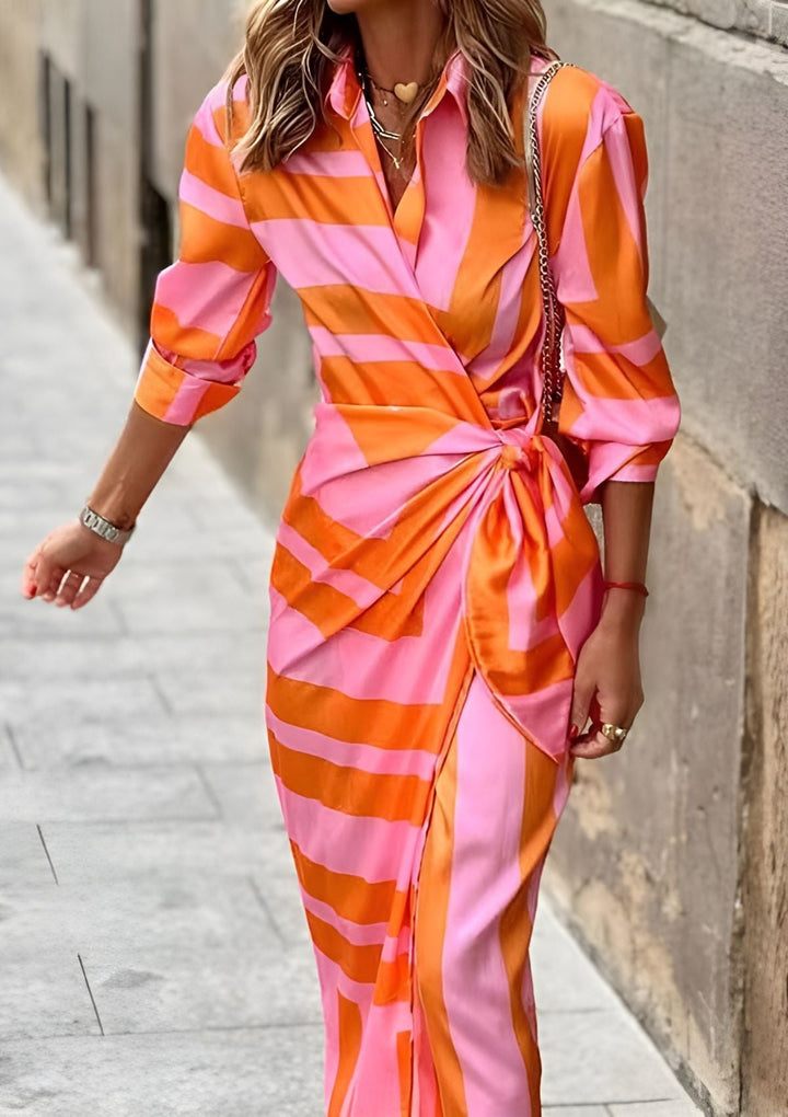Damen Mehrfarbig Wickelkleid