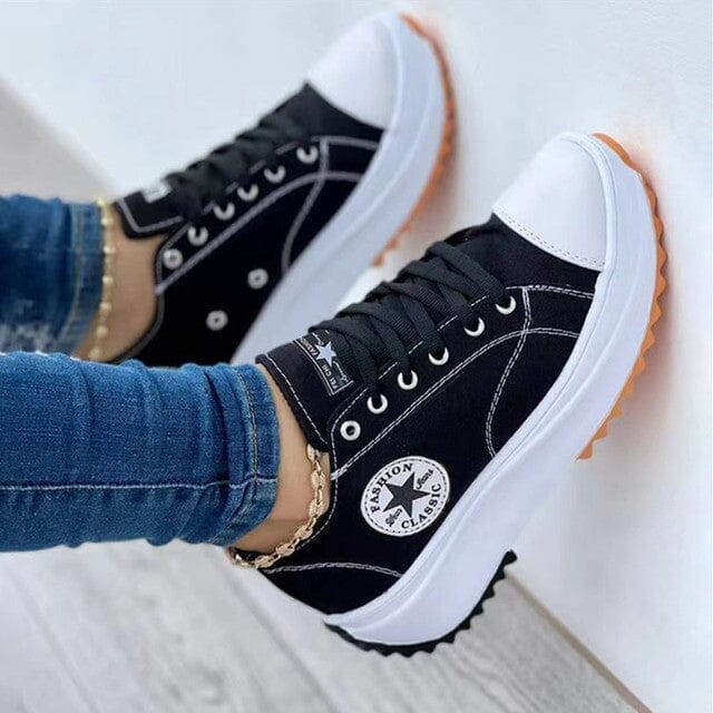 Damen Schnür-Platform-Sneaker – Trendige Canvas Star Turnschuhe