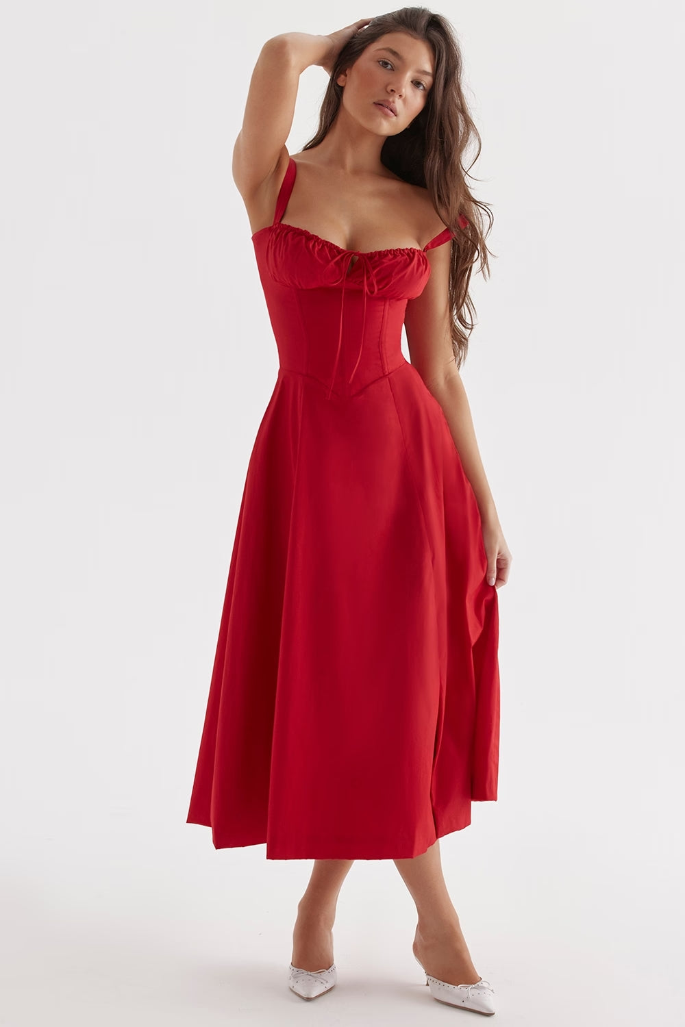 Elegantes, ärmelloses Damen-Partykleid mit Blumenmuster, Schlitz und herzförmigem Ausschnitt