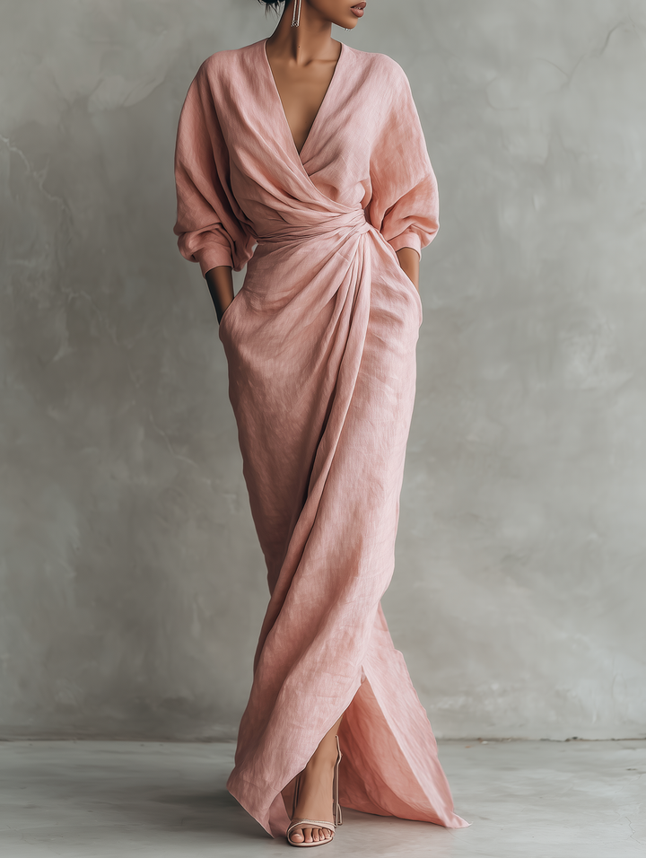 Rosa Maxikleid aus Leinenmischung: Atmungsaktiv und Elegant für den Sommer 0