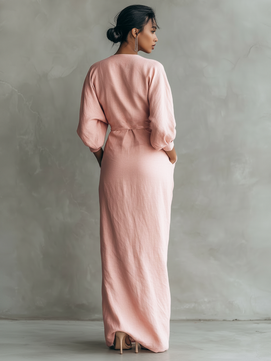 Rosa Maxikleid aus Leinenmischung: Atmungsaktiv und Elegant für den Sommer 1