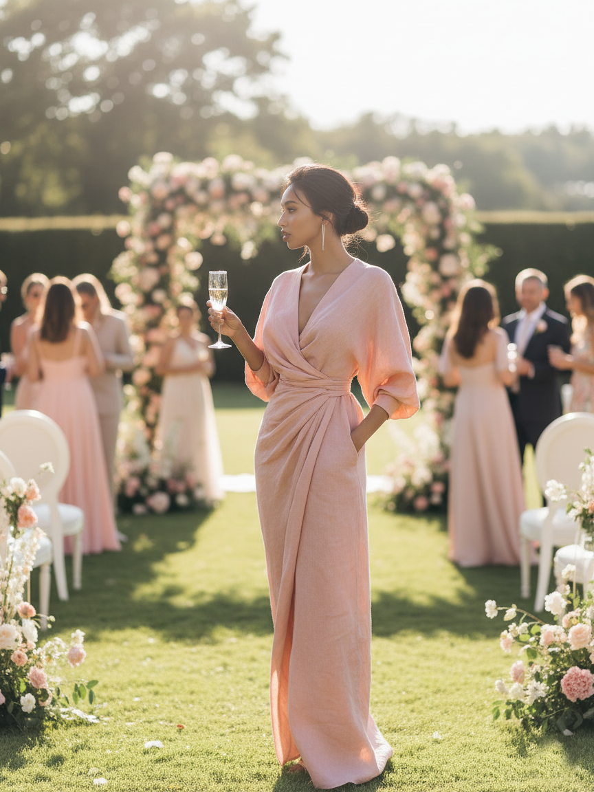 Rosa Maxikleid aus Leinenmischung: Atmungsaktiv und Elegant für den Sommer 2