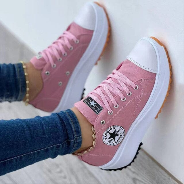 Damen Schnür-Platform-Sneaker – Trendige Canvas Star Turnschuhe
