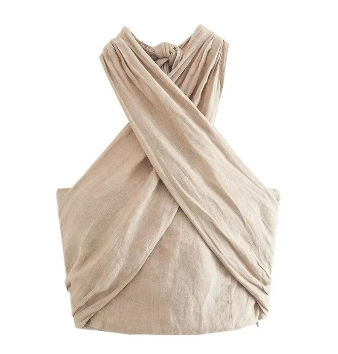 Rückenfreies Leinenoberteil: Eleganter Look für Sommerausflüge 3