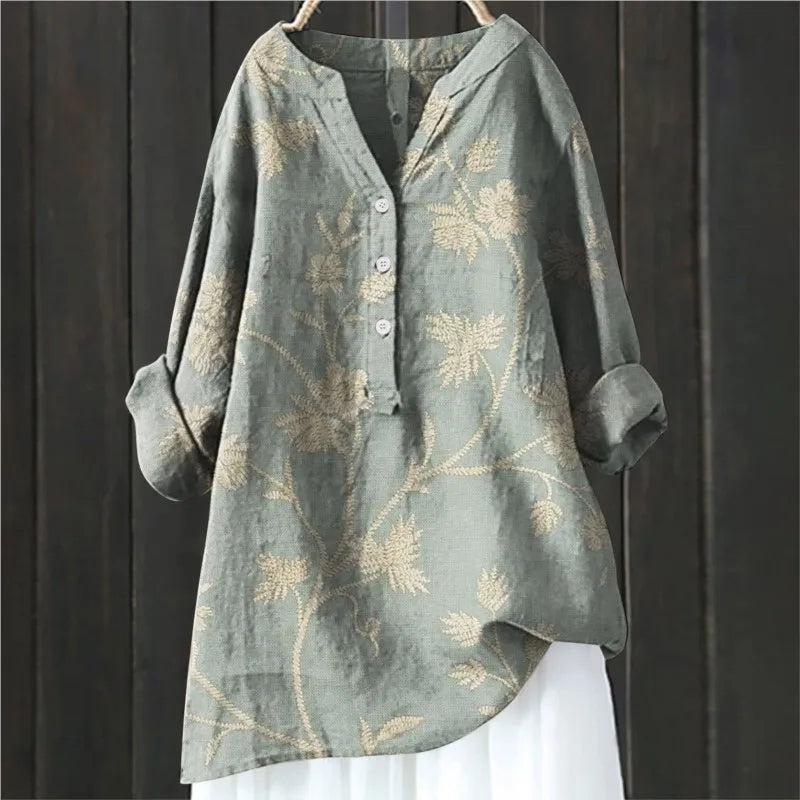 Damen Florale Lange Bluse
