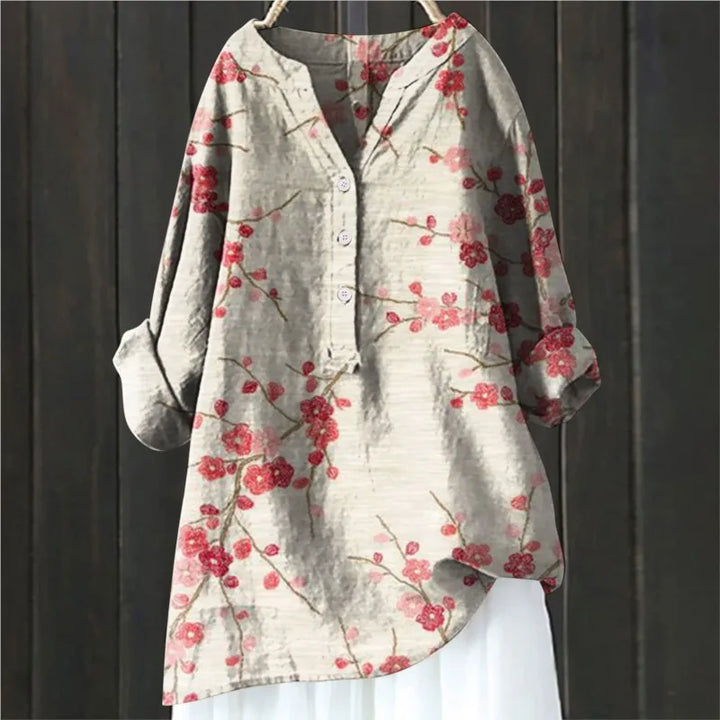 Damen Florale Lange Bluse