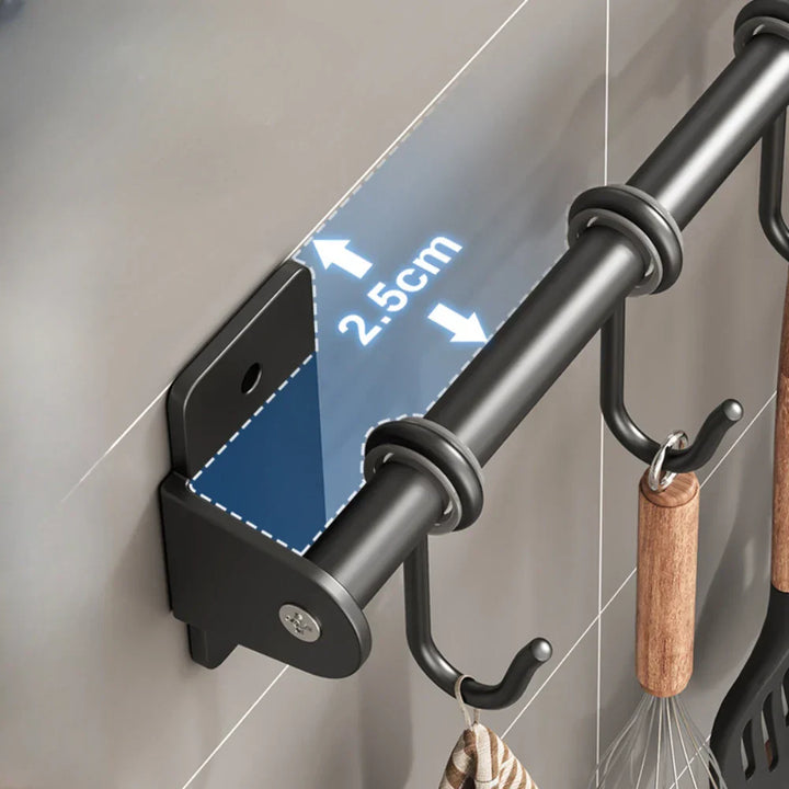 Küchenhakenregal – Steely – Wandaufbewahrung – Aufbewahrung von Deckeln und Kochutensilien