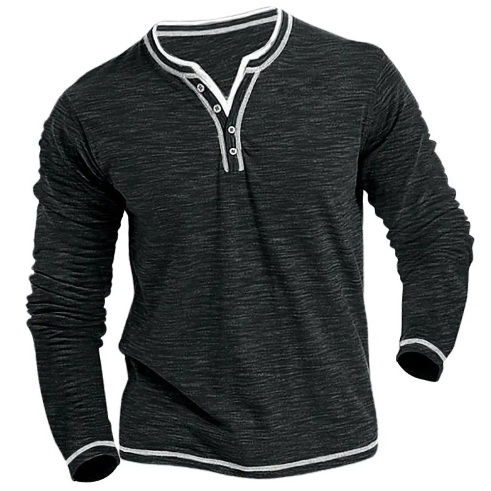 Herren VAusschnitt Langarm TShirt