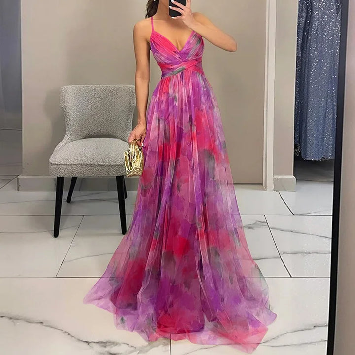 Damen Ärmelloses Maxikleid Mit Blumenmuster