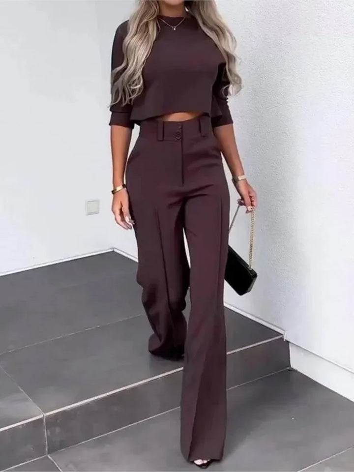 Damen Kurzes Oberteil Und Hosen Set