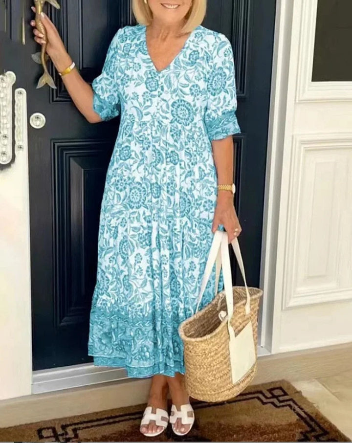 Damen Kleid Mit Blumenmuster Im Boho