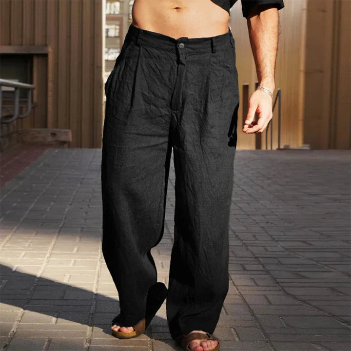 Herren Leichte Weite Hose Aus Leinen