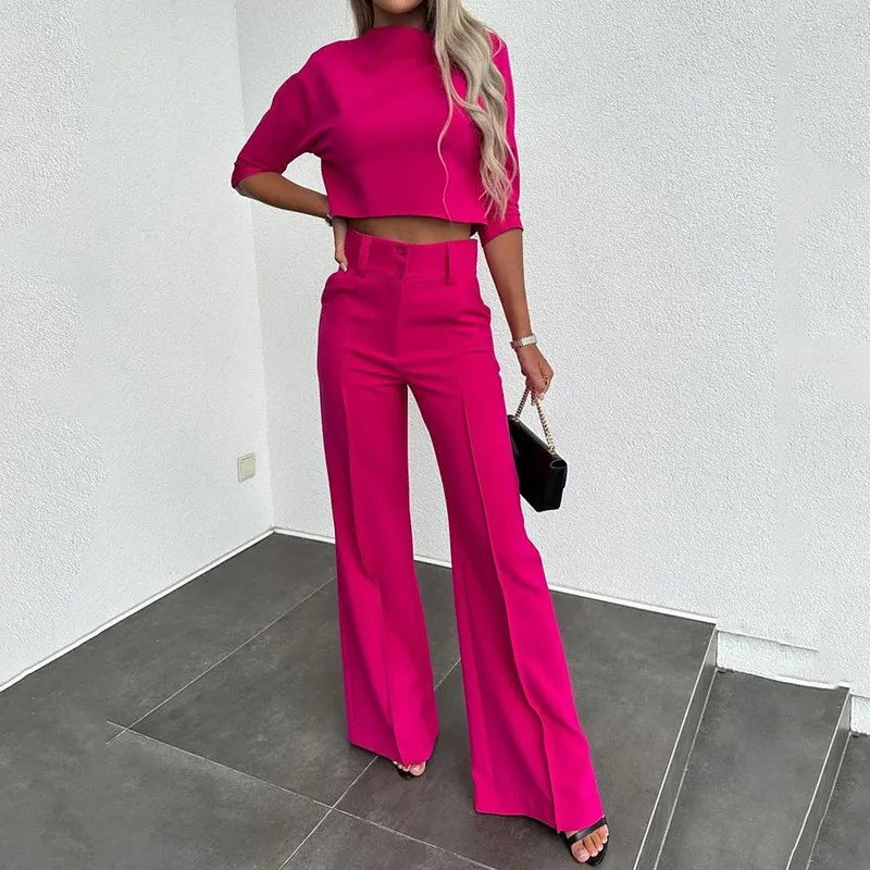 Damen Kurzes Oberteil Und Hosen Set