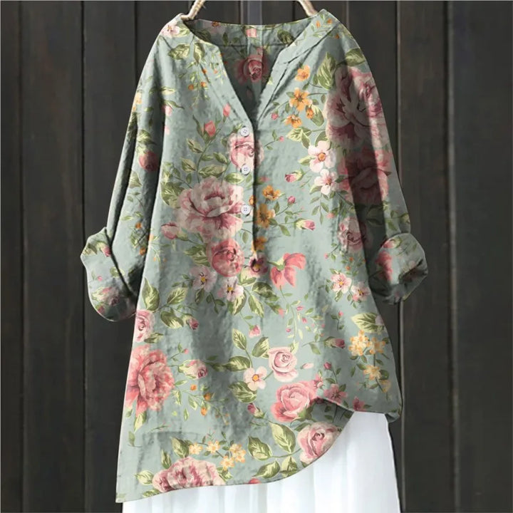 Damen Florale Lange Bluse
