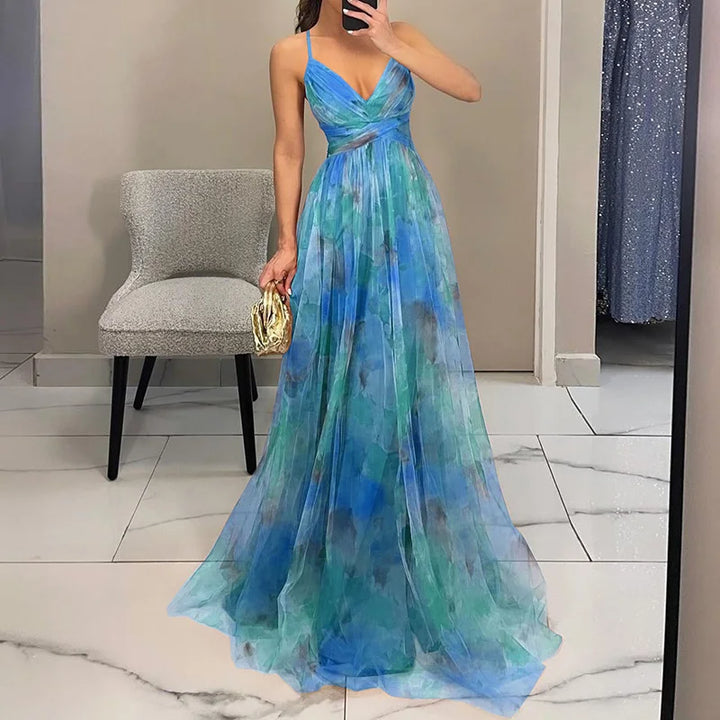 Damen Ärmelloses Maxikleid Mit Blumenmuster