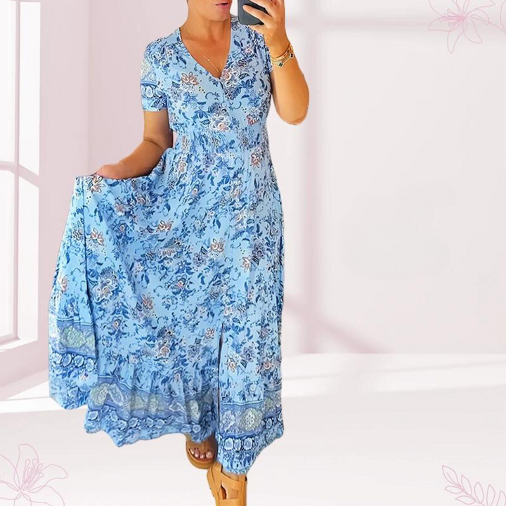 Damen Sommer Maxikleid Mit Blumenmuster