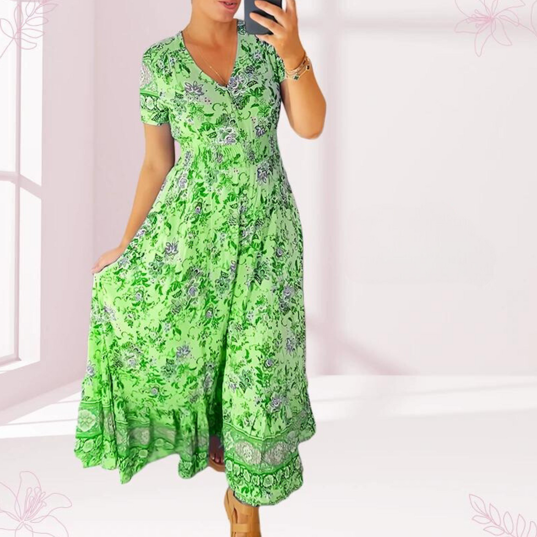 Damen Sommer Maxikleid Mit Blumenmuster