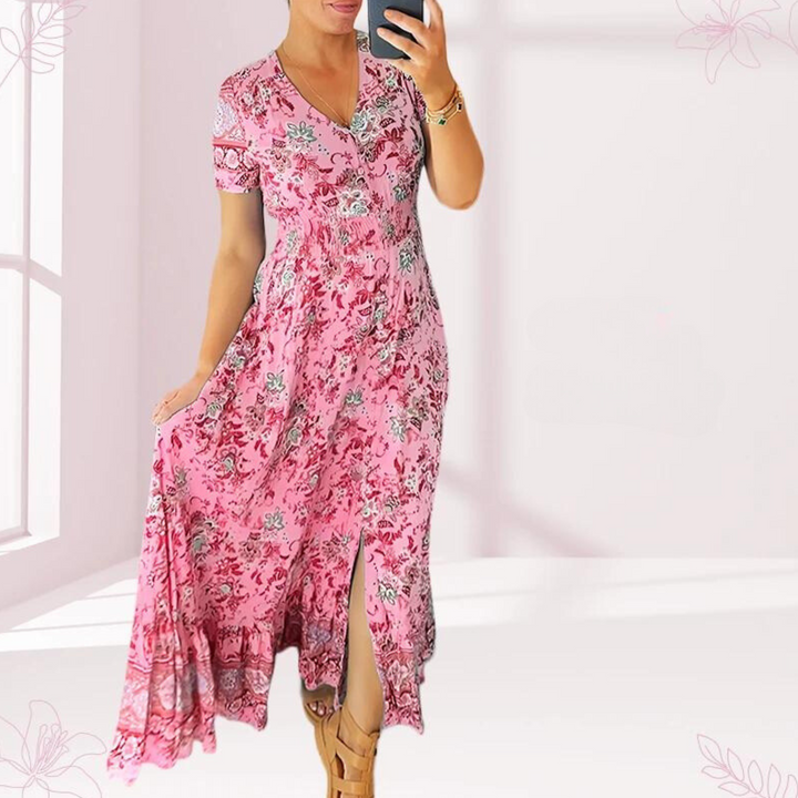 Damen Sommer Maxikleid Mit Blumenmuster