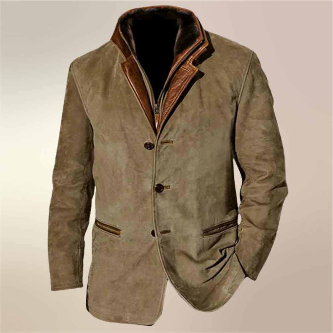 Herrenjacke Aus Veloursleder Mit Knöpfen