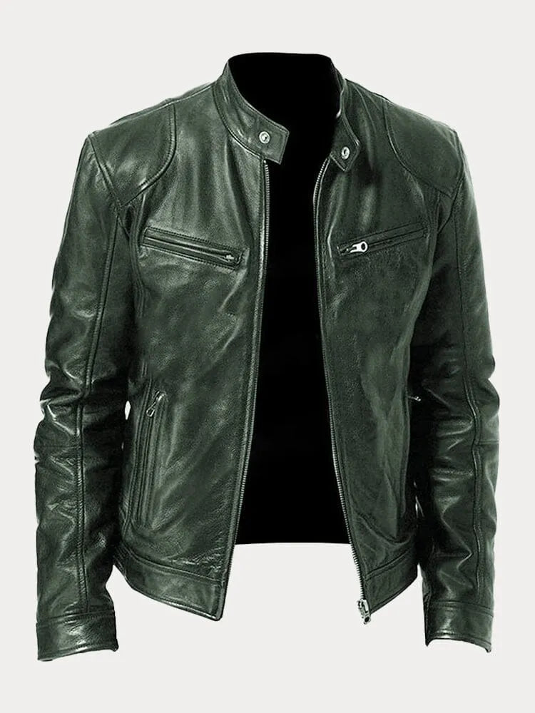 Herren Schwarze Leder Bikerjacke Premium Moto Stil – Slim Fit Jacke