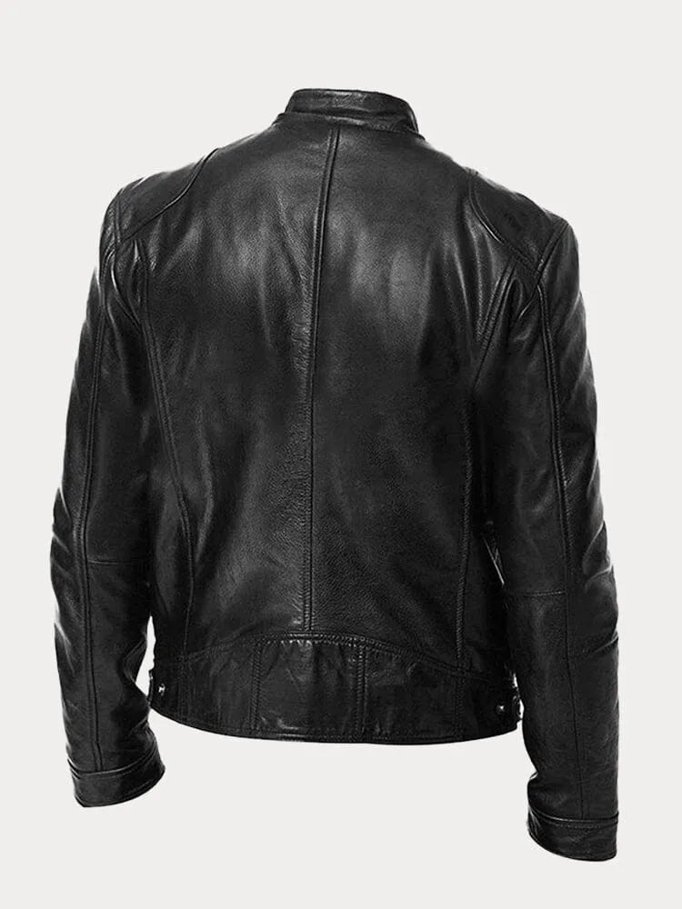 Herren Schwarze Leder Bikerjacke Premium Moto Stil – Slim Fit Jacke