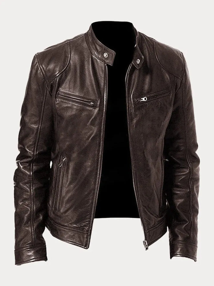 Herren Schwarze Leder Bikerjacke Premium Moto Stil – Slim Fit Jacke