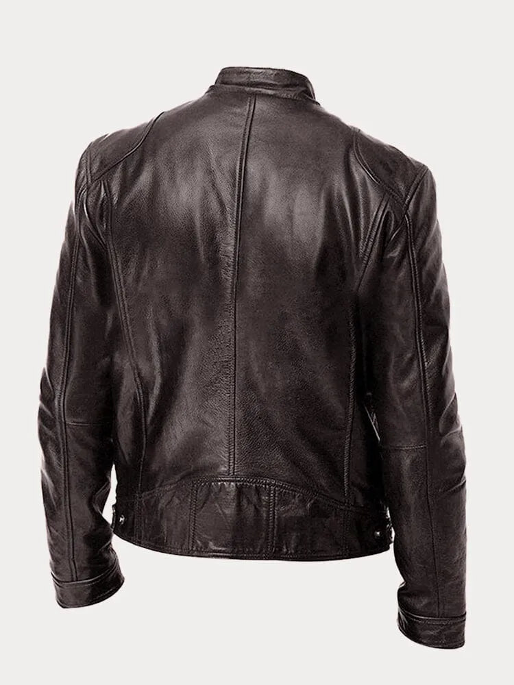 Herren Schwarze Leder Bikerjacke Premium Moto Stil – Slim Fit Jacke