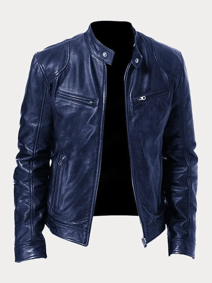 Herren Schwarze Leder Bikerjacke Premium Moto Stil – Slim Fit Jacke