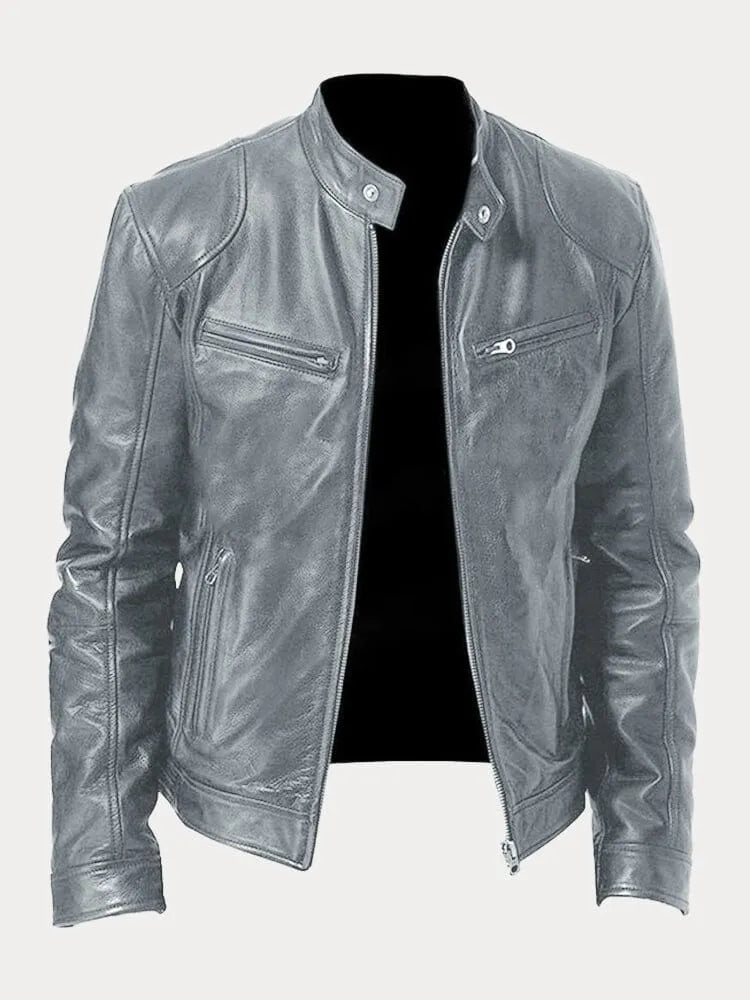 Herren Schwarze Leder Bikerjacke Premium Moto Stil – Slim Fit Jacke
