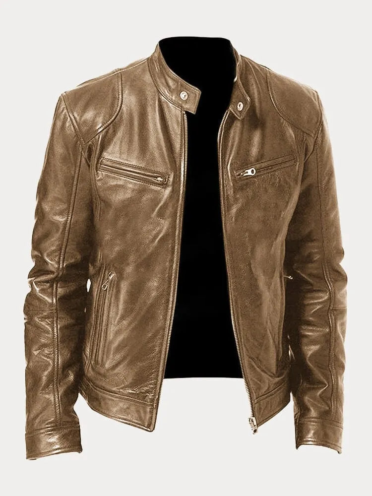 Herren Schwarze Leder Bikerjacke Premium Moto Stil – Slim Fit Jacke