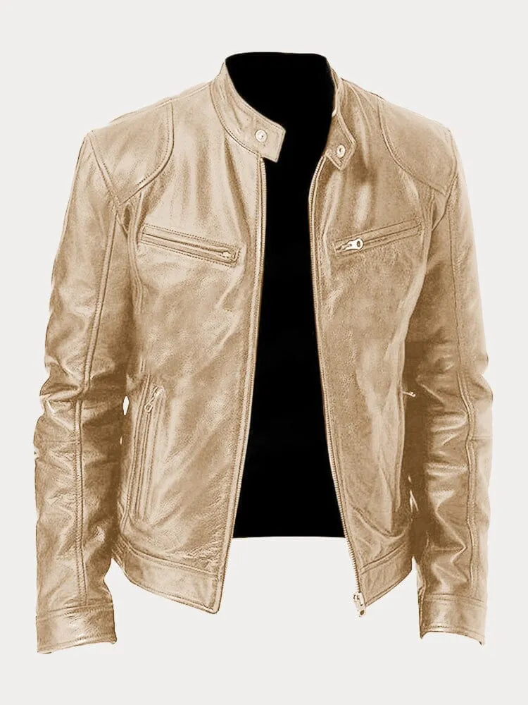 Herren Schwarze Leder Bikerjacke Premium Moto Stil – Slim Fit Jacke