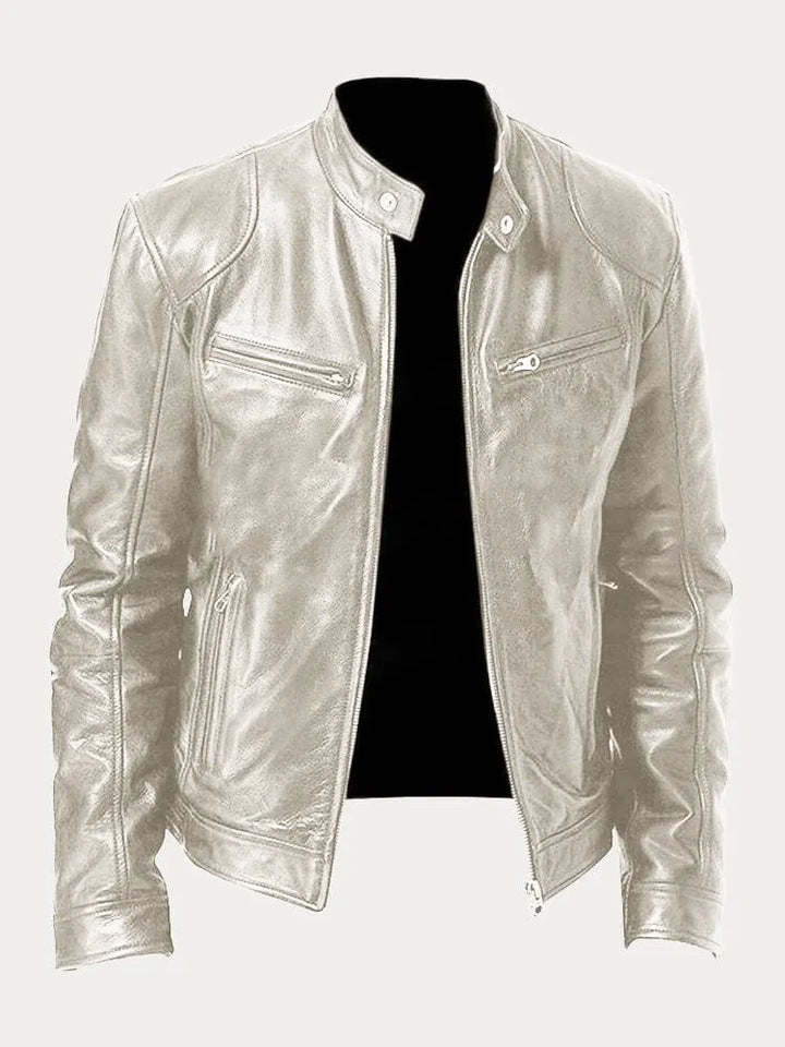 Herren Schwarze Leder Bikerjacke Premium Moto Stil – Slim Fit Jacke