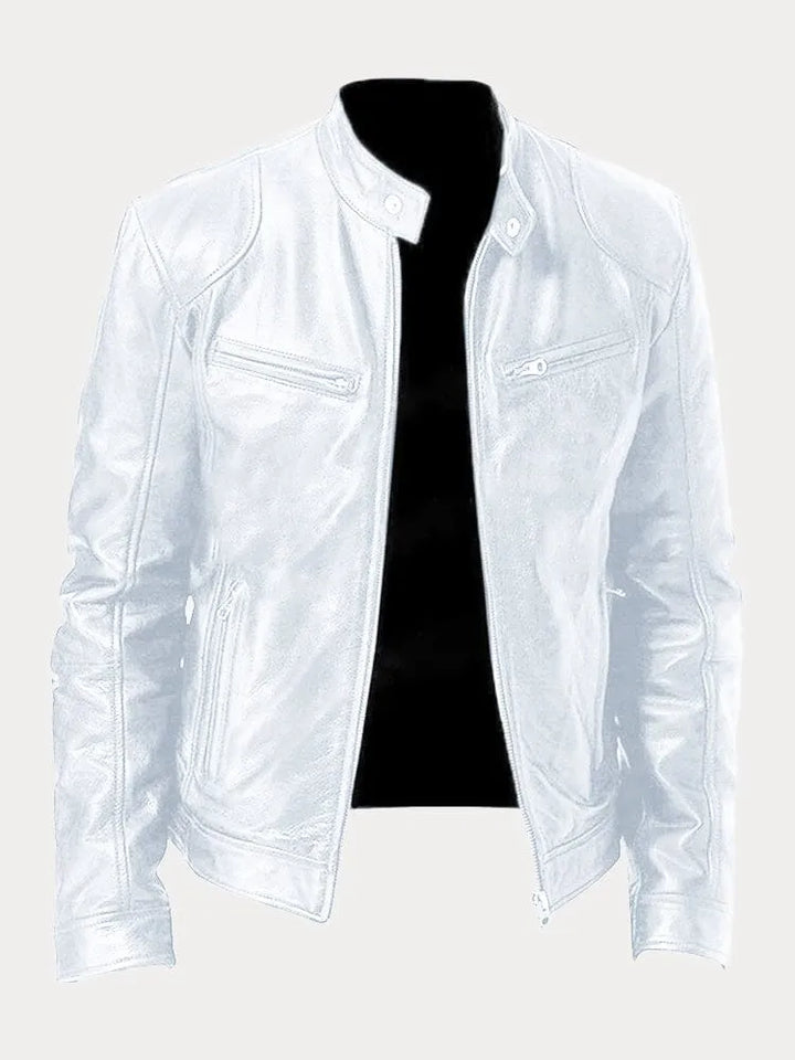 Herren Schwarze Leder Bikerjacke Premium Moto Stil – Slim Fit Jacke
