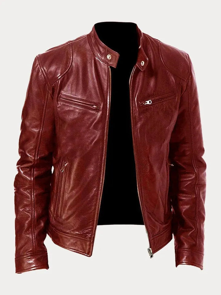 Herren Schwarze Leder Bikerjacke Premium Moto Stil – Slim Fit Jacke