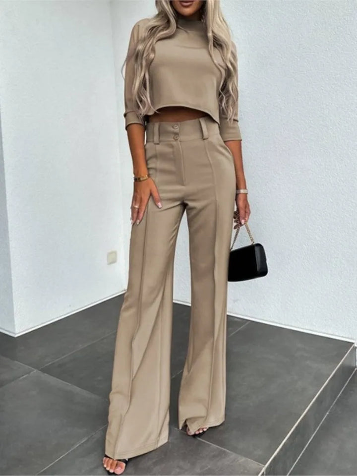 Damen Kurzes Oberteil Und Hosen Set