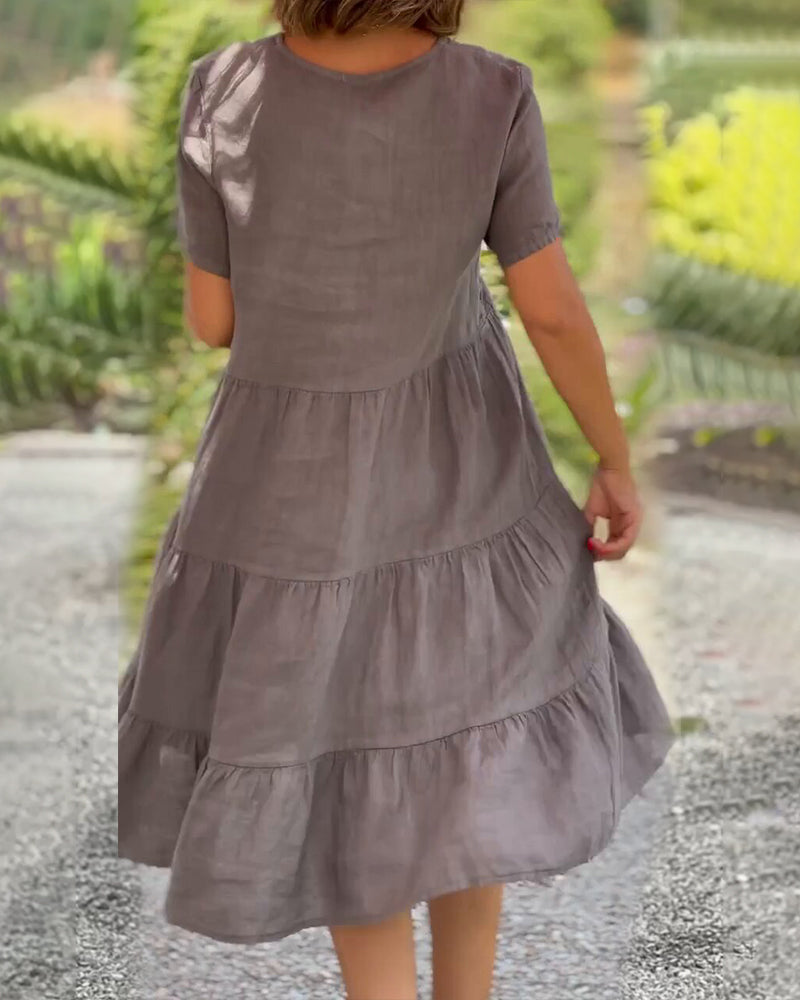 Damenkleid V Ausschnitt mit Raffungen