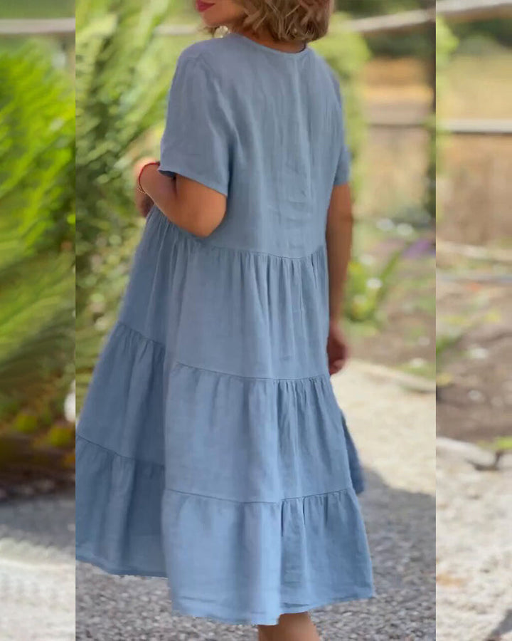 Damenkleid V Ausschnitt mit Raffungen