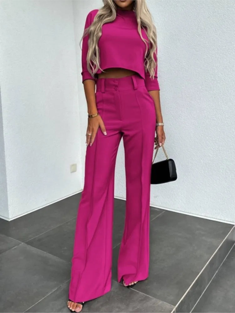 Damen Kurzes Oberteil Und Hosen Set