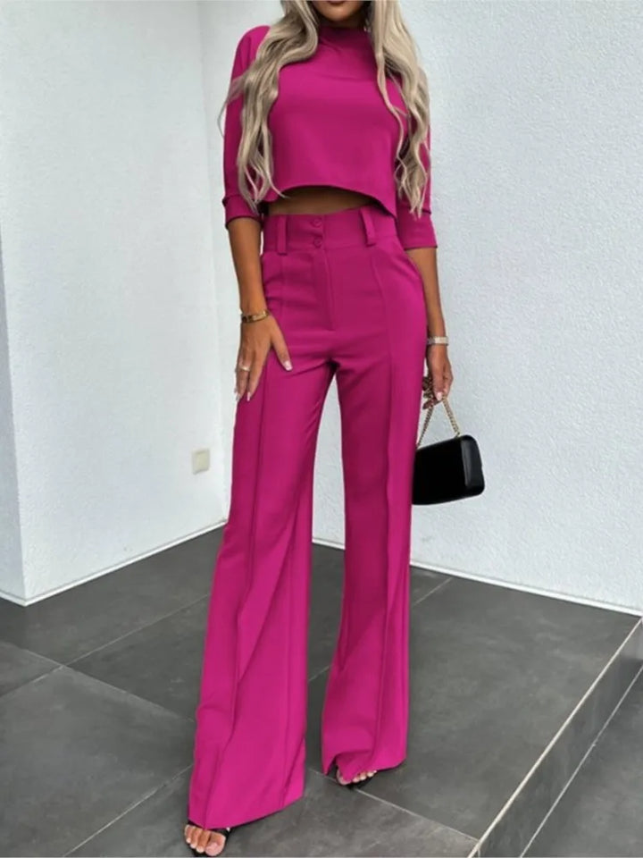 Damen Kurzes Oberteil Und Hosen Set