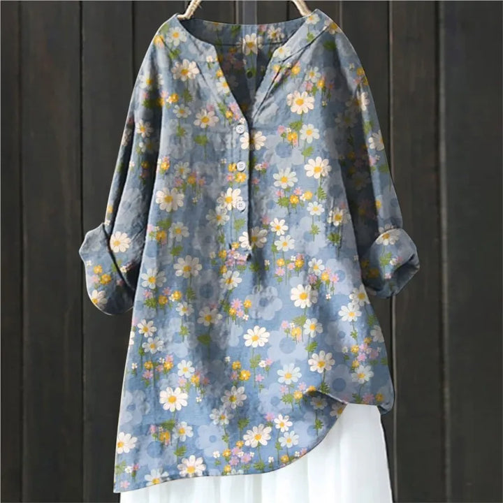 Damen Florale Lange Bluse