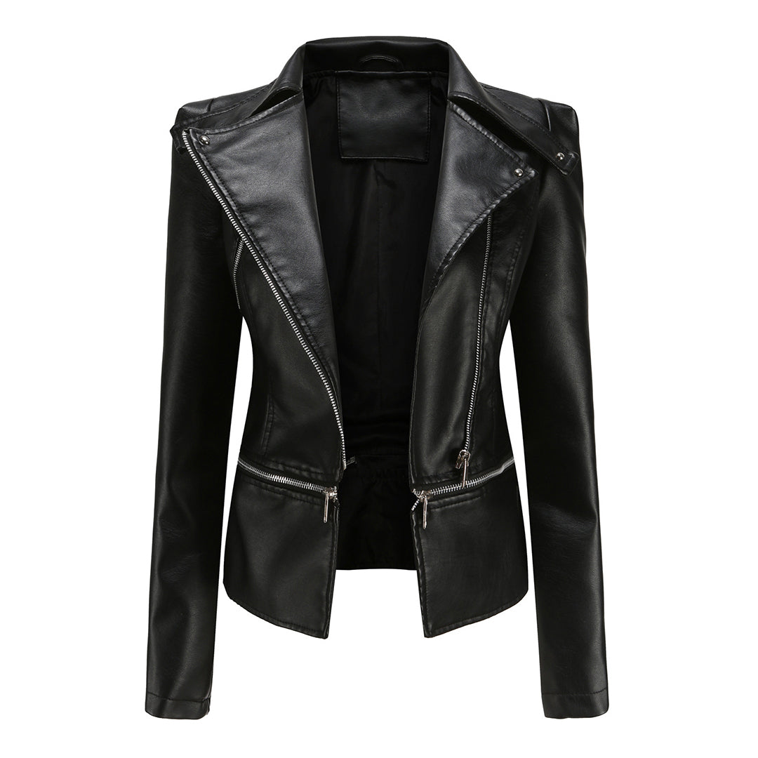 Schlanke Passform Bikerjacke für Damen – Stilvoll und Vielseitig 0
