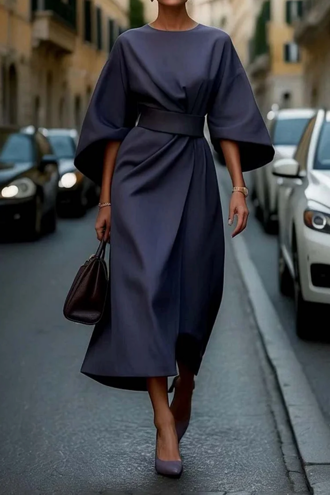 Damen Wickelkleid Mit Verstellbarer Taille