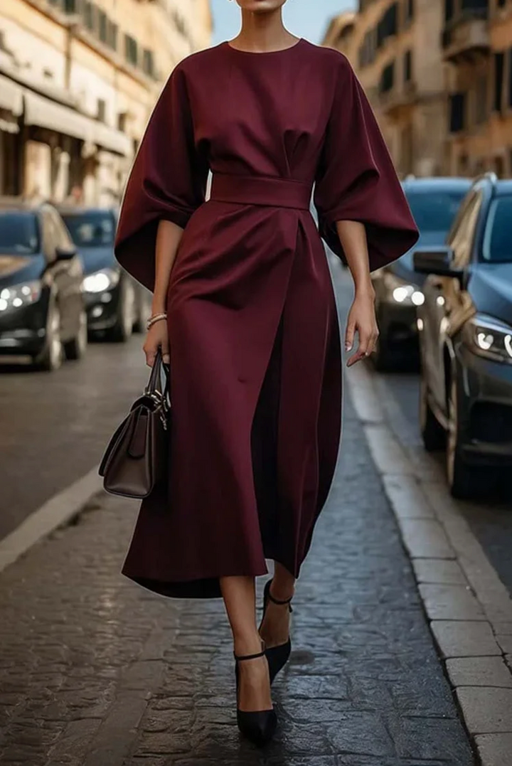 Damen Wickelkleid Mit Verstellbarer Taille